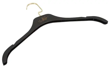 NOIR Handmade Velvet Clothes Hangers Gold Hook 43cm Set of 5 Black
