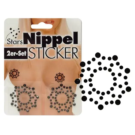 You2Toys Rhinestone Star-Shaped Body Stickers Black 1.5cm Set of 2
