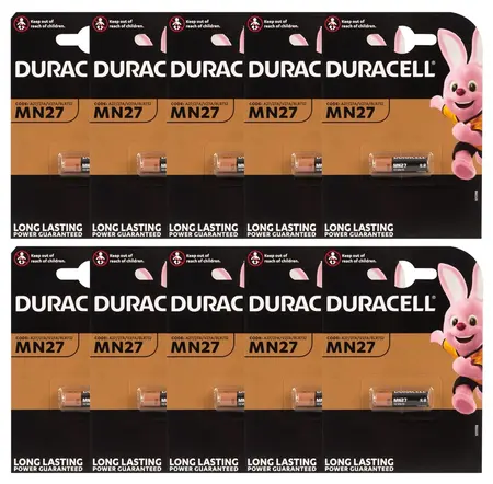 Duracell 27A Alkaline Battery 12V Pack of 10 - Long-lasting Power
