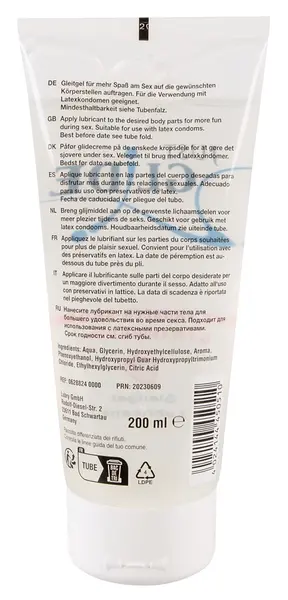 Just Glide Strawberry 200 ml Water-Based Lubricant - Fruity Aroma