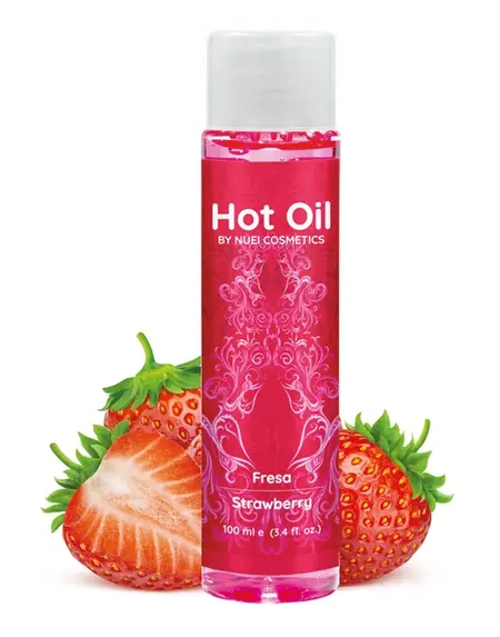 Nuei Hot Oil Strawberry 100 ml - Warming Massage Oil with Strawberry Aroma