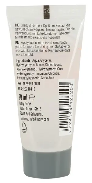 Just Glide Performance Hybrid Lubricant 20 ml, Vegan, Water-Based Formula