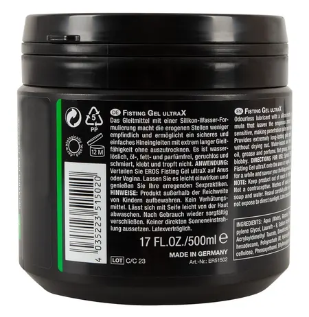 EROS UltraX Gel 500ml - Long-Lasting Silicone-Water Intimate Formula