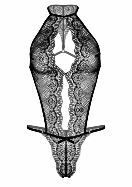 Spicy Heart Lace Teddy - Adjustable Straps, Keyhole, Brazilian Cut