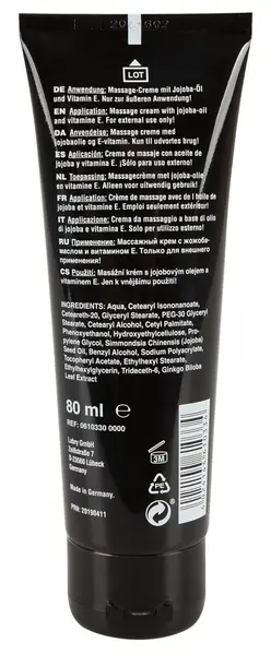 HOT XXL Vegan Massage Cream 80 ml with Jojoba Oil and Ginkgo Extracts