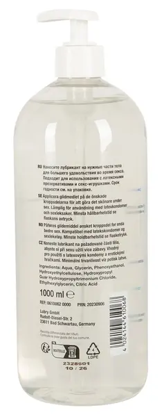 Just Glide Water-Based Lubricant 1L - Vegan, Latex-Compatible Formula