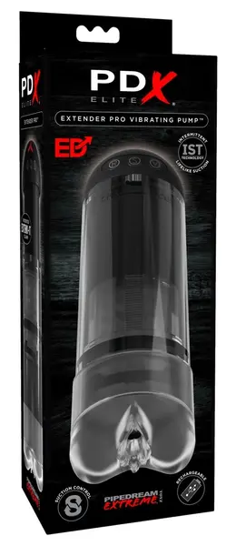 PDX Elite Extender Pro Adjustable Transparent Vibrating Pump 14.5cm