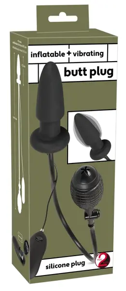 You2Toys Inflatable Vibrating Plug 7 Modes Black 12.2cm Silicone