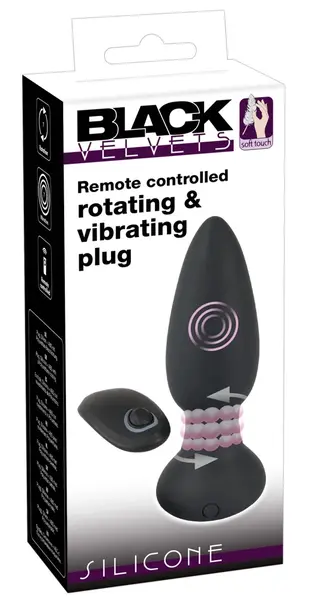 Black Velvets RC Rotating Silicone Anal Plug 14 cm with Remote Control