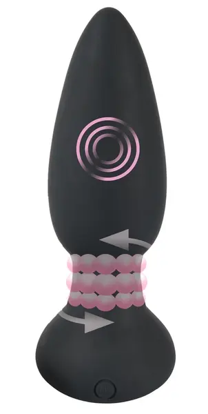 Black Velvets RC Rotating Silicone Anal Plug 14 cm with Remote Control