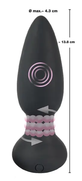 Black Velvets RC Rotating Silicone Anal Plug 14 cm with Remote Control