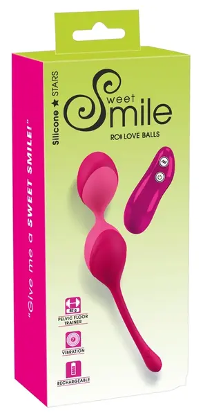 Sweet Smile Remote Vibrating Ball Duo Silicone 7 Modes Rechargeable Pink