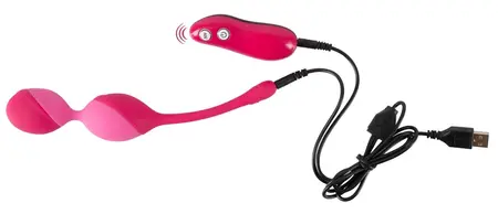 Sweet Smile Remote Vibrating Ball Duo Silicone 7 Modes Rechargeable Pink