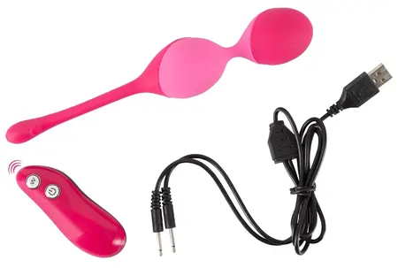 Sweet Smile Remote Vibrating Ball Duo Silicone 7 Modes Rechargeable Pink