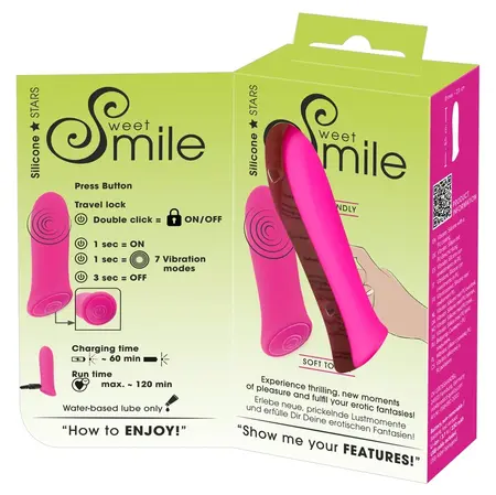 Sweet Smile Power Mini Vibrator 8.5cm Silicone Rechargeable Pink