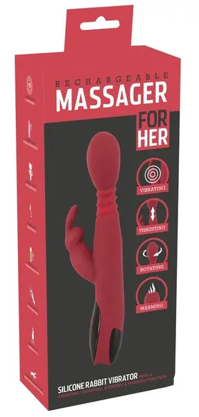 You2Toys Silicone Rabbit Intimate Machine Red-Black 10 Modes 26.5cm