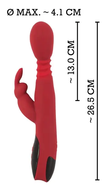 You2Toys Silicone Rabbit Intimate Machine Red-Black 10 Modes 26.5cm
