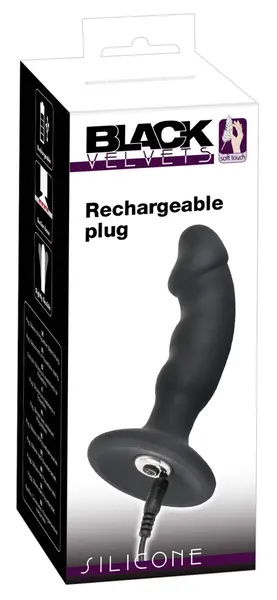 Black Velvets Rechargeable Flexible Intimate Plug 14cm - 7 Modes, Black