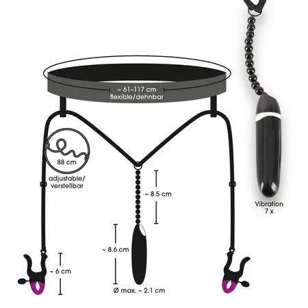 Bad Kitty Adjustable Vibrating Intimate String with Beads - Black