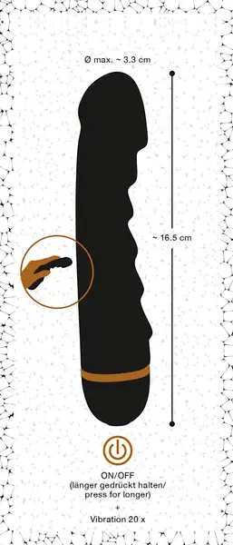 You2Toys Bendy Ripple Flexible Black Vibrator, 20 Modes, 16.5 cm