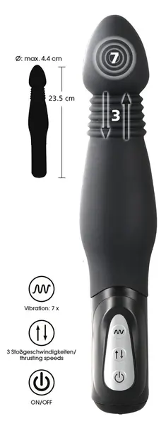 You2Toys Black Thrusting Anal Machine, 23.5 cm, 7 Modes, Silicone