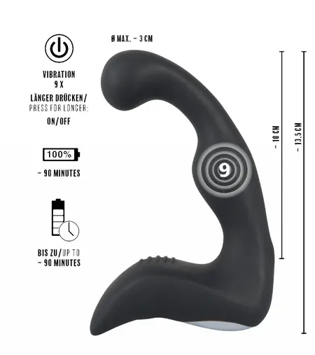 Rebel Prostate Plug Rechargeable Flexible Massager Black 14.6cm