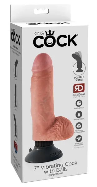 Pipedream King Cock 7'' Flexible Intimate Device with Suction Cup, Beige