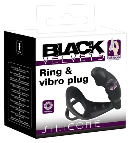 You2Toys Vibrating Silicone Plug & Ring Set, Black, 11.2 cm