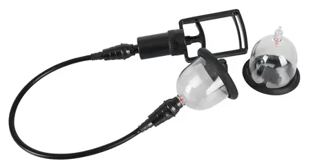 Bad Kitty Vibrating Nipple Cup Set with Hand Pump, Transparent, 5.7 cm