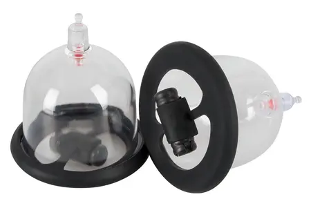Bad Kitty Vibrating Nipple Cup Set with Hand Pump, Transparent, 5.7 cm