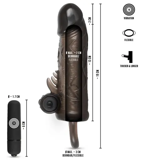 Rebel Extension Regular Fit Intimate System with Vibro-Bullet, 19 cm