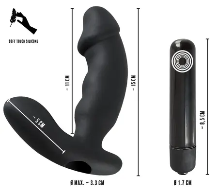 Rebel Black Intimate Vibe with Perineal Stimulator 15cm Silicone