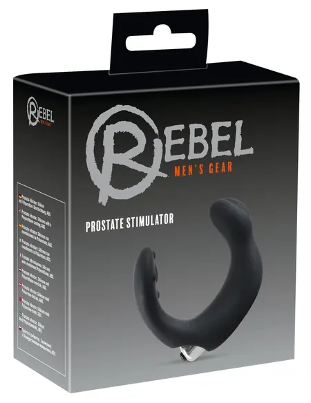 Rebel Black/Silver Prostate Stimulator with Dual Massaging System 20cm