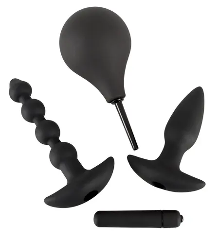 Black Velvets Anal Kit 4-Piece Silicone Set with Intimate Douche