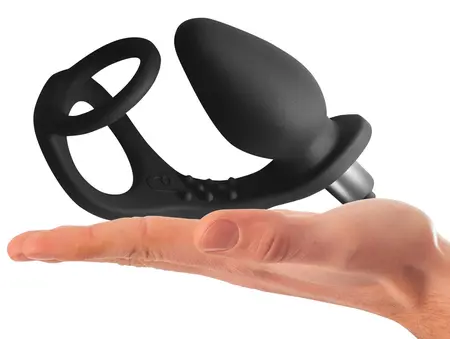 Rocks-Off RO-ZEN Black - Silicone Vibrating Ring & Plug Set, 7 Modes