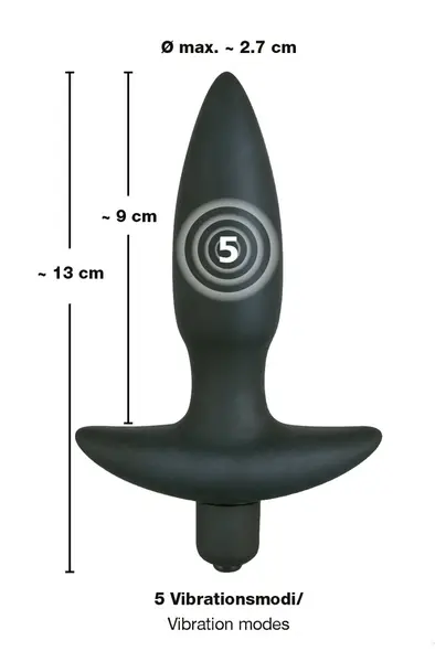 Black Velvets Silicone Small Plug with Multi-Speed Vibration, 13 cm