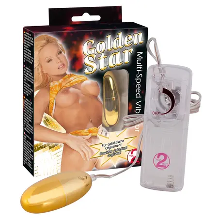 Golden Star мини вибратор с няколко скорости, златист, 6 см