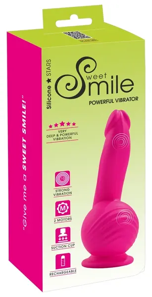 Sweet Smile Powerful Vibrator Silicone Dual Motor 19cm Black