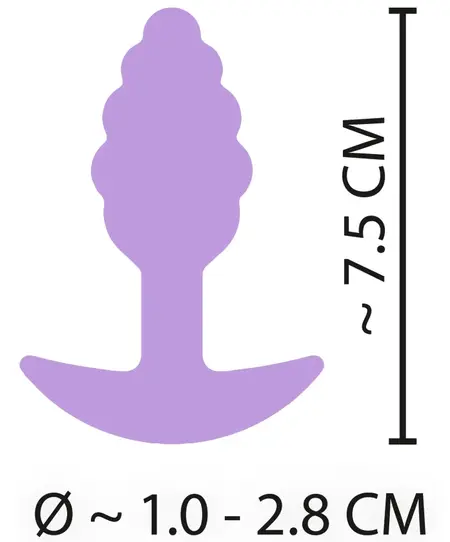 Cuties Silicone Compact Plug Purple - Textured Beginner’s Model 7.5 cm