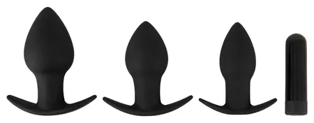 Black Velvets Anal Training Silicone Plug Set with 10-Mode Vibrating System