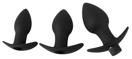 Black Velvets Anal Training Silicone Plug Set with 10-Mode Vibrating System