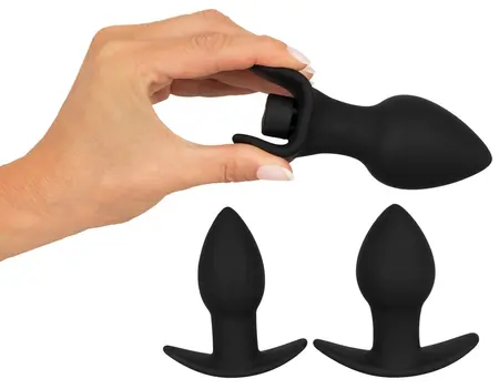 Black Velvets Anal Training Silicone Plug Set with 10-Mode Vibrating System