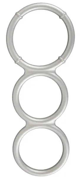 You2Toys Metallic Triple Silicone Intimate Support Ring Set, Silver, Flexible