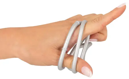 You2Toys Metallic Triple Silicone Intimate Support Ring Set, Silver, Flexible