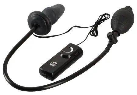 Fanny Hill’s Inflatable Black Plug with Vibration, 12 cm, Latex