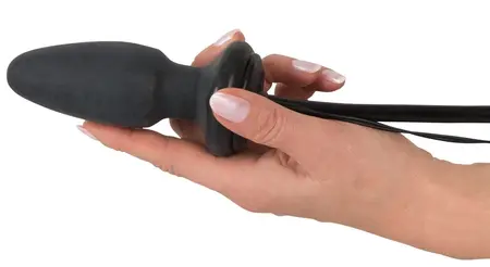 Fanny Hill’s Inflatable Black Plug with Vibration, 12 cm, Latex