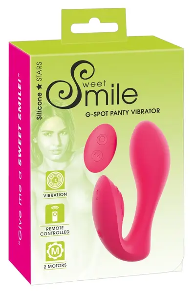 Sweet Smile G-Spot Panty Vibrator Dual Motor Silicone Pink 12.8cm