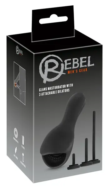 Rebel 3Di Glans Stimulation Device with Flexible Dilators, Black