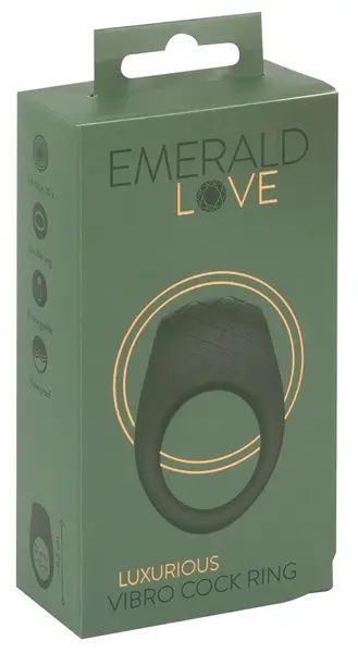Emerald Love луксозен вибриращ пръстен, 10 режима, USB, черен