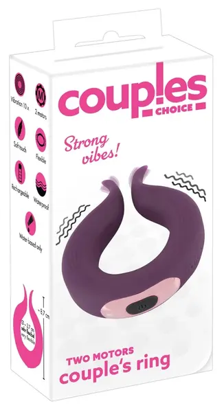 Couples Choice Dual Motor Flexible Intimate Ring Vibrator 8.7cm Black